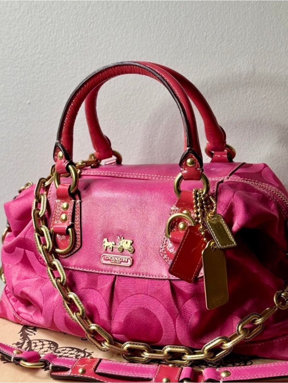 Coach + Wallet Madison Op Art Sabrina Pink handbag satchel 12947